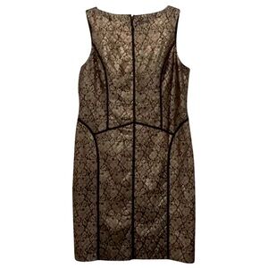 Adrianna Papell New Metallic Lace over Satin Sleeveless Formal Cocktail